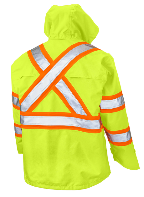Premium Ripstop Safety Rain Jacket by Tough Duck - Style SJ35
