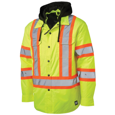 Quilt Lined Hooded Safety Jack-Shirt by Tough Duck - Style SJ51