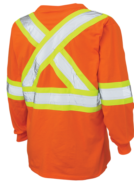 Hi-Vis 100 % Cotton Jersey Long Sleeve Safety T-Shirt By Tough Duck - Style ST21