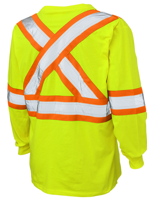 Tough Duck Cotton Jersey Long Sleeve Safety T Shirt Yellow L