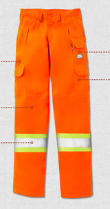 Rasco Orange FR 88/12 Cargo Pants with 4" Reflective Trim - Style FR9005COH