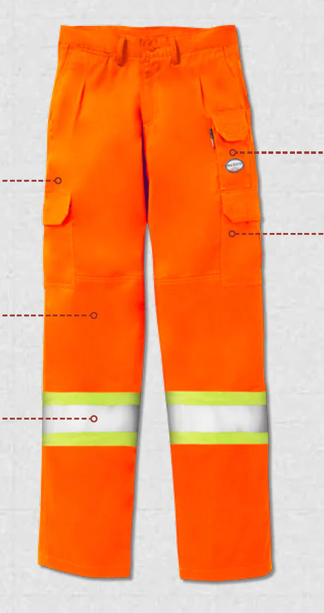 Rasco Orange FR 88/12 Cargo Pants with 4" Reflective Trim - Style FR9005COH
