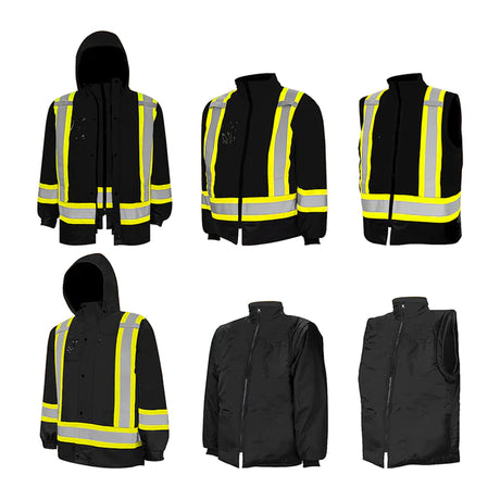 Hi-Vis 6-In-1 Winter Traffic Parka by Ground Force- Style TP6