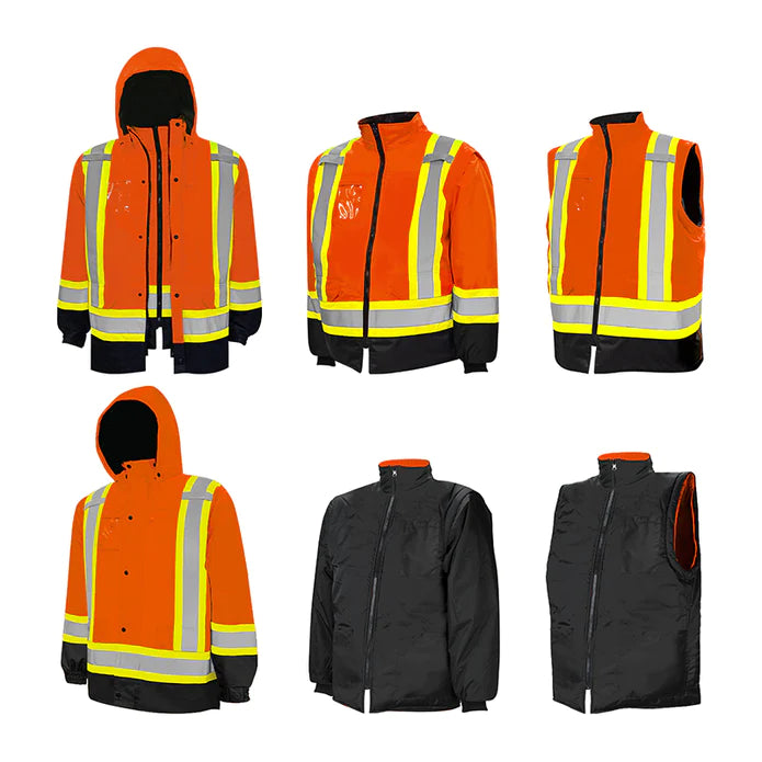 Hi-Vis 6-In-1 Winter Traffic Parka by Ground Force- Style TP6
