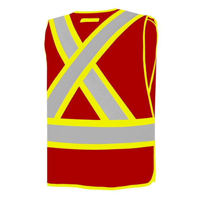 Hi-Vis Universal 5 Pt. Tear-Away Solid Traffic Vest by Ground Force - Style TV2