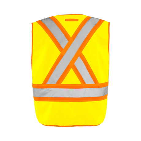 Hi-Vis Universal 5 Pt. Tear-Away Solid Traffic Vest by Ground Force - Style TV2
