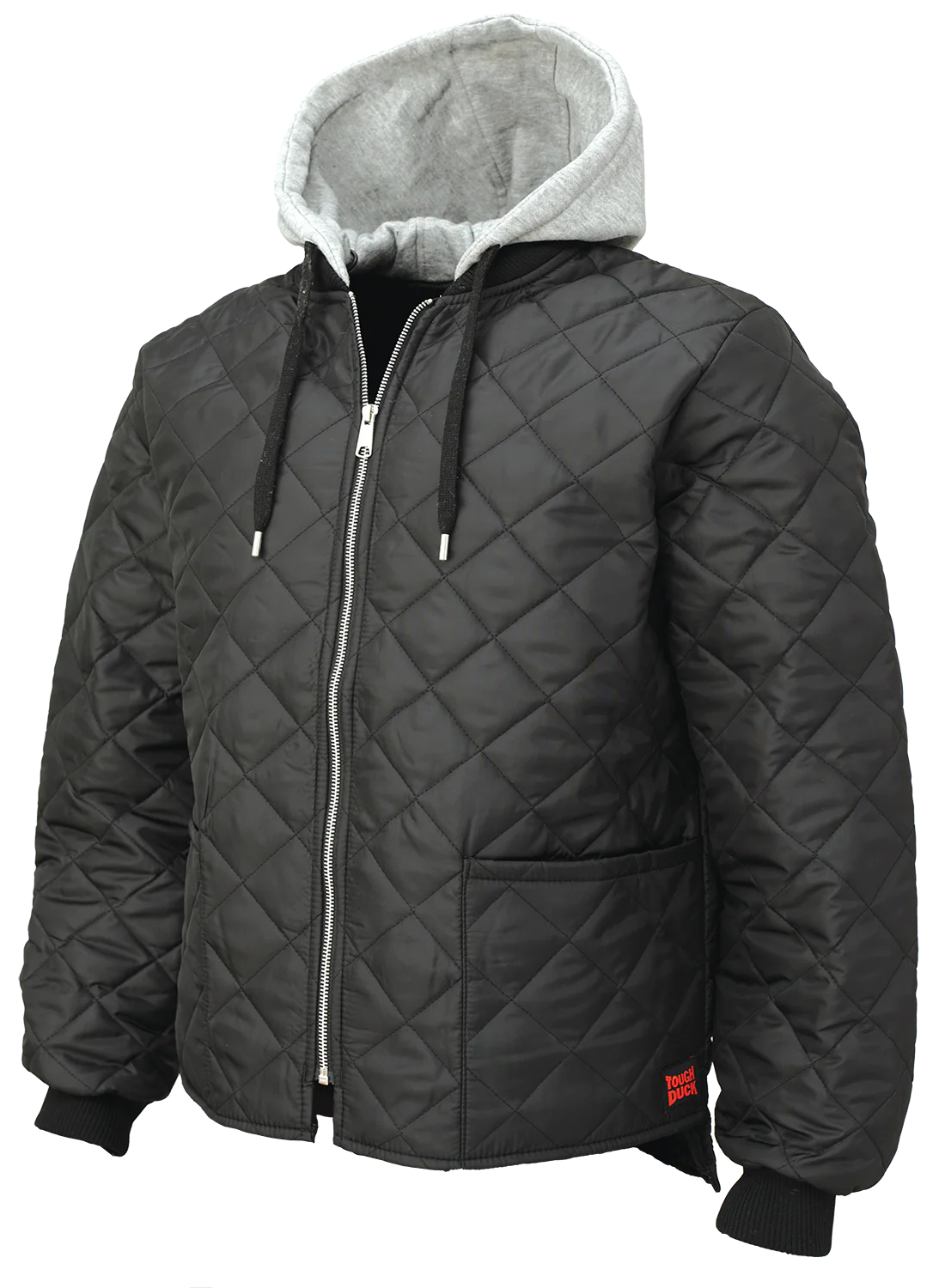 Black Quilted Hooded Freezer Jacket by Tough Duck - Style WJ26
