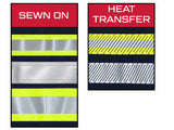 Sewn-on and heat-transfer reflective striping comparison