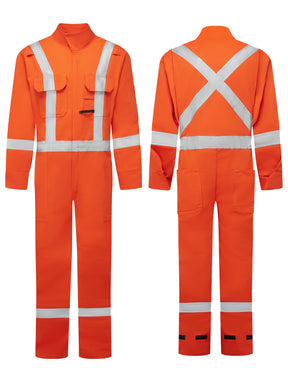 Avenger Style 409 orange hi-vis flame-resistant coveralls