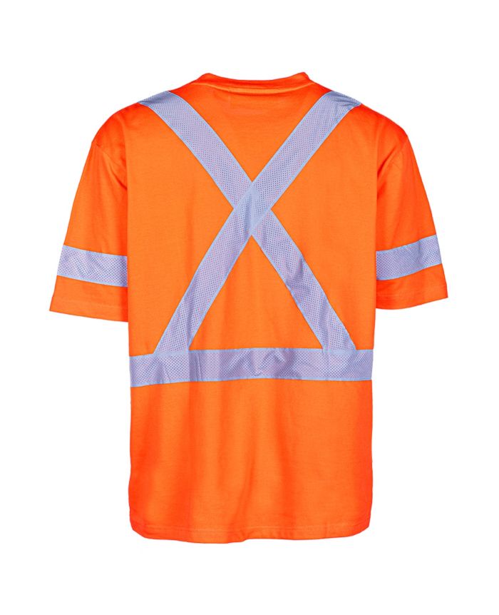 Orange 100% Cotton Hi-Vis Short Sleeve T-Shirt w/2" Perforated Striping by Terra Workwear - Style 116635