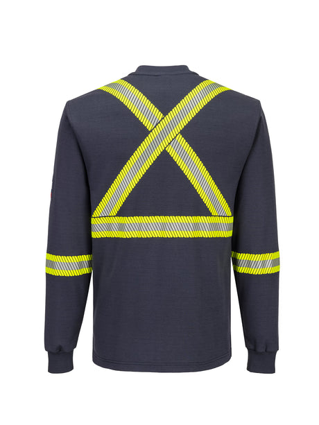 Bizflame Knit FR748 navy reflective Henley, back view