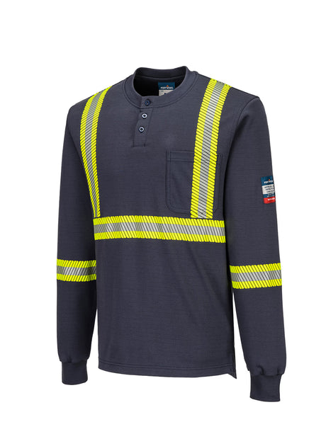 Bizflame Knit FR748 navy reflective Henley, detail view