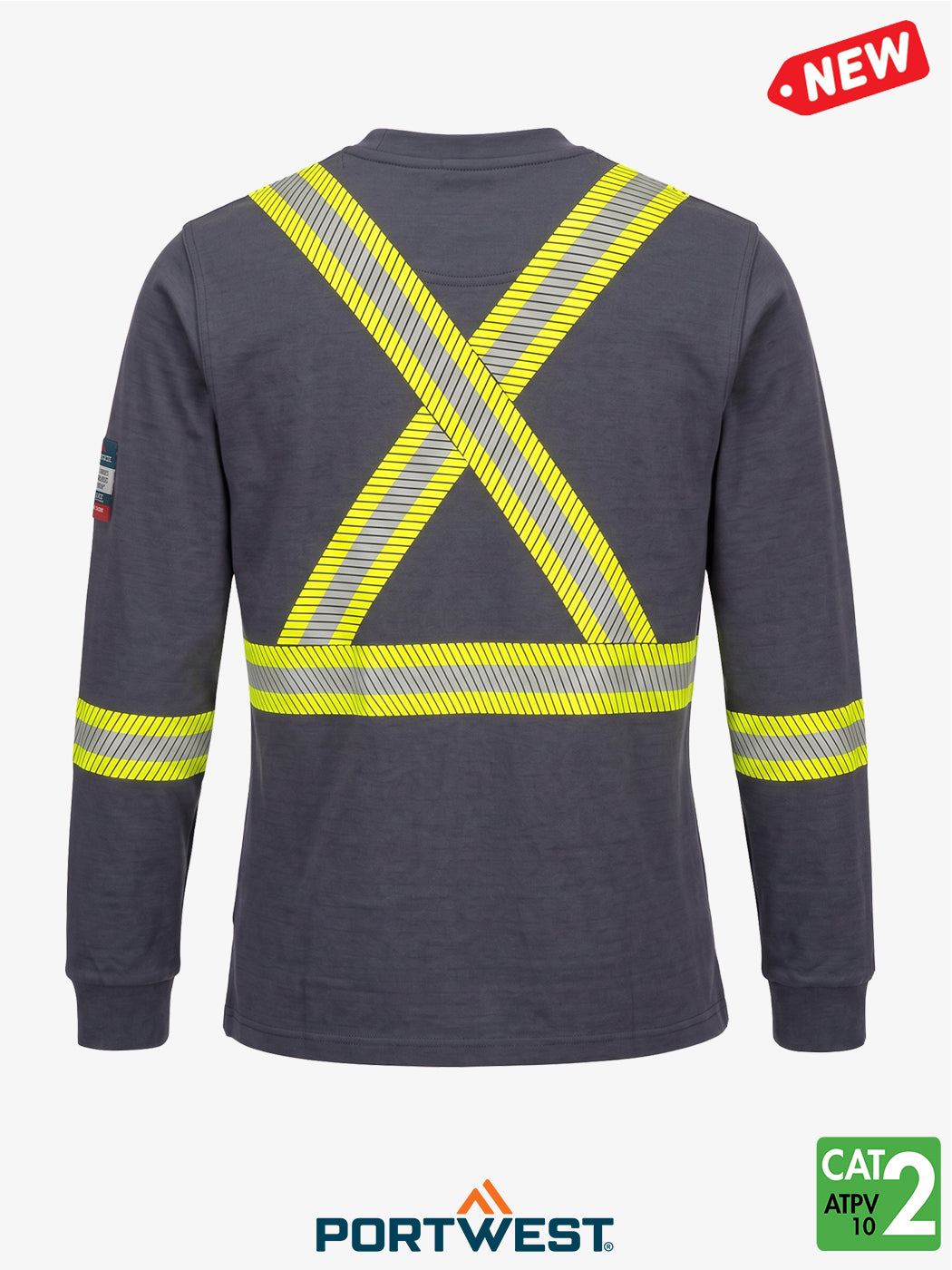 Bizflame Knit women's FR773 navy reflective Henley, back view