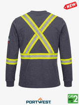 Bizflame Knit women's FR773 navy reflective Henley, back view