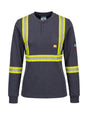 Bizflame Knit women's FR773 navy reflective Henley, front view