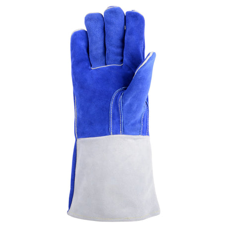 Premium Blue Split Leather Welders Gloves with Kevlar Stitching