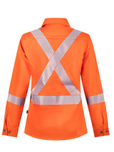 Women's Orange Avenger work shirt by IFR Workwear, style 471, back view