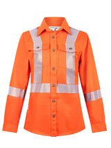 Women's Orange Avenger work shirt by IFR Workwear, style 471, front view