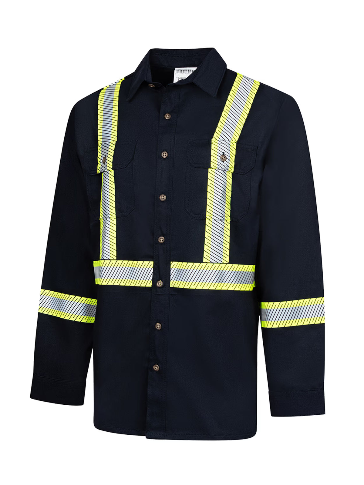 Avenger FR work shirt style 652 in navy – angled front