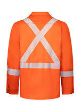 Orange Avenger deluxe segmented striped work shirt by IFR Workwear, style 652, back view