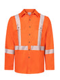 Orange Avenger deluxe segmented striped work shirt by IFR Workwear, style 652, front view