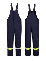 Portwest Bizflame FR429 insulated winter bib pants — Navy, front and back views