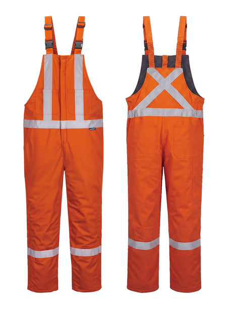 Portwest Bizflame FR466 Hi-Vis insulated winter bib pants — Orange
