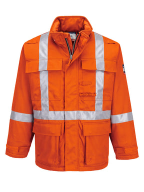Portwest Bizflame FR621 insulated parka — Orange, front view