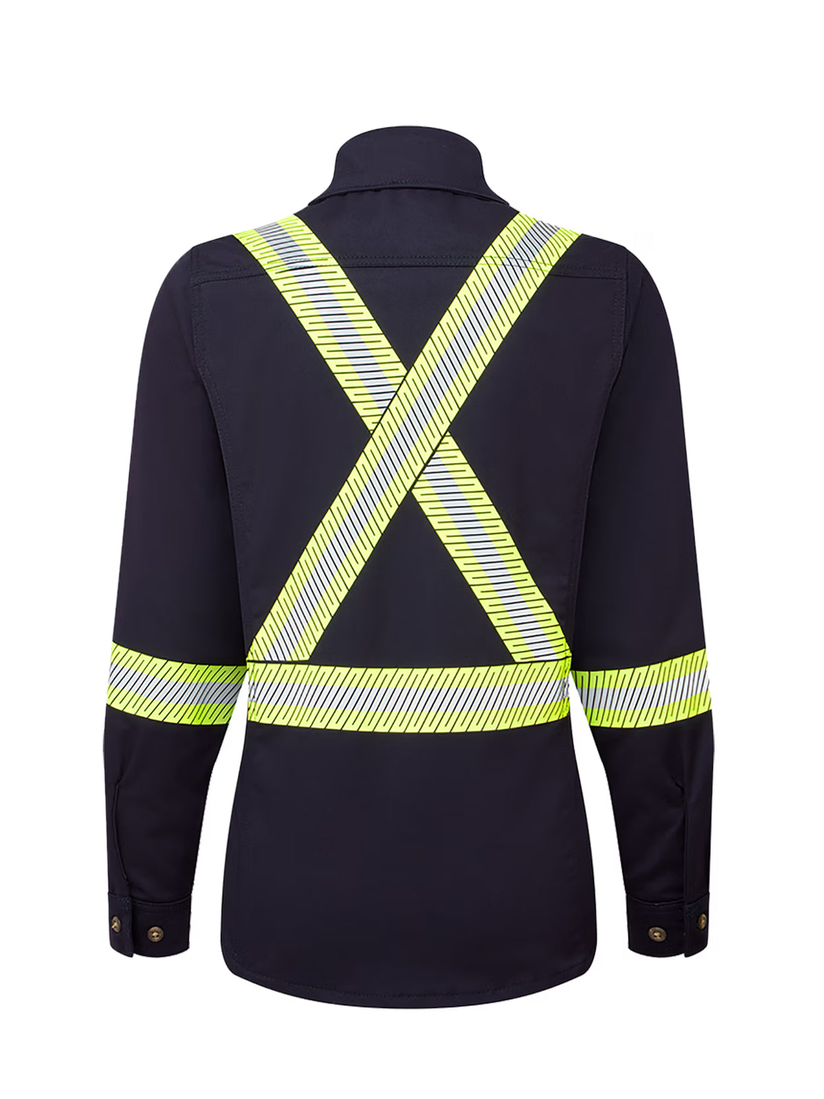 Women's Avenger FR work shirt style 673 in navy – back