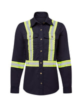 Women's Avenger FR work shirt style 673 in navy – front