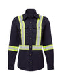 Women's Avenger FR work shirt style 673 in navy – front