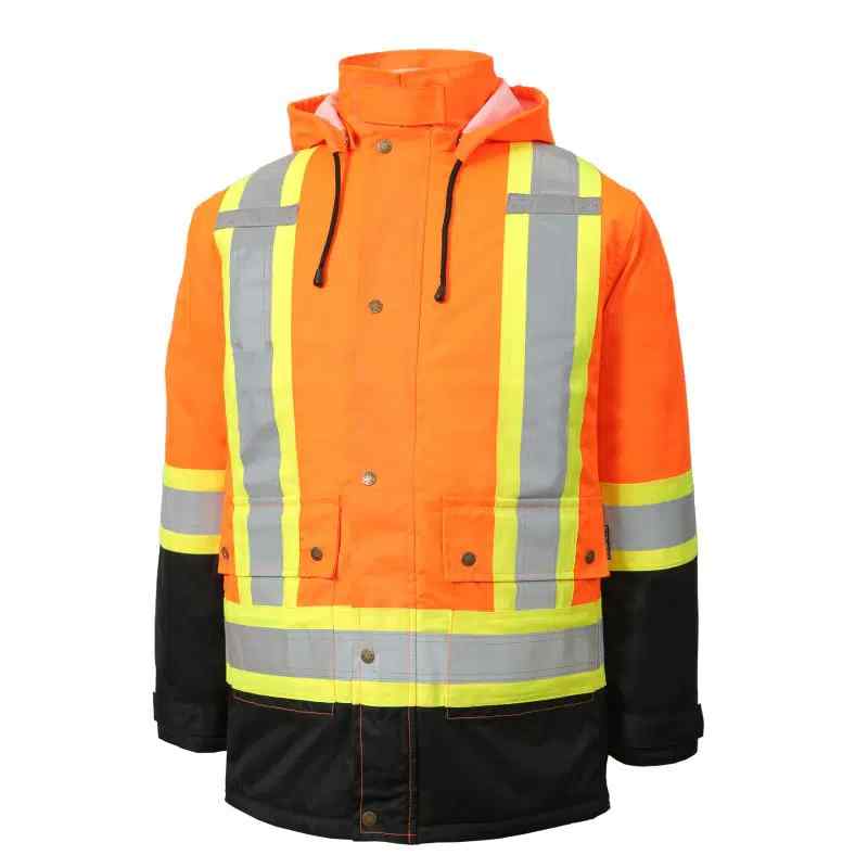 Jackfield 70-546RJ orange hi-vis 3-in-1 parka — outer parka front with hood