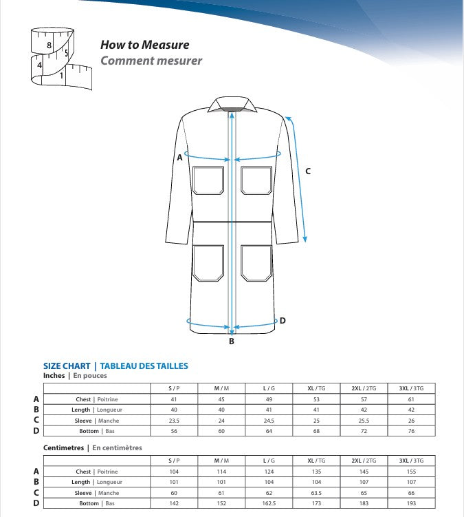 Navy Poly/Cotton Shop Coat by Wasip - Style 30127