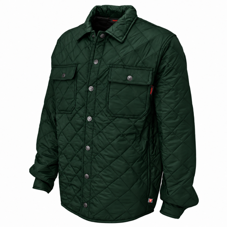 Tough Duck WS14 freezer shirt — dark Forest Green, front view