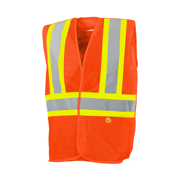 Orange Hi-Vis 5 Pt. Tear-Away FR Traffic Vest By Ground Force - Style TV51