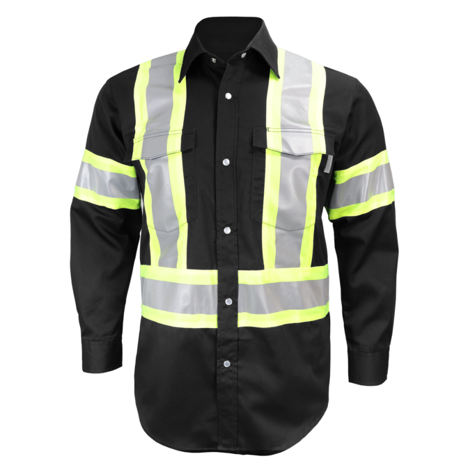 Long Sleeve Work Shirt w/Snaps & Hi Vis Striping by GATTS Workwear - Style 625SX4