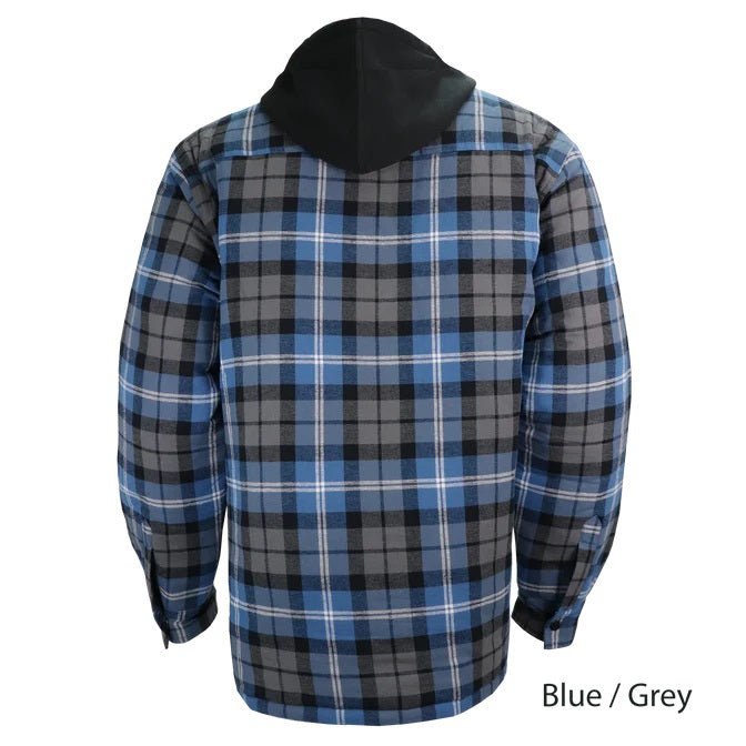 Blue / Grey Flannel Lined Shirt with Hood by GATTS Workwear - Style 626DCF