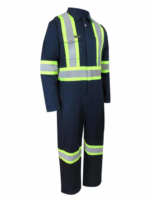 Navy Hi-Vis Unlined Coverall with Zipper on Legs by Jackfield - Style 70-305R4