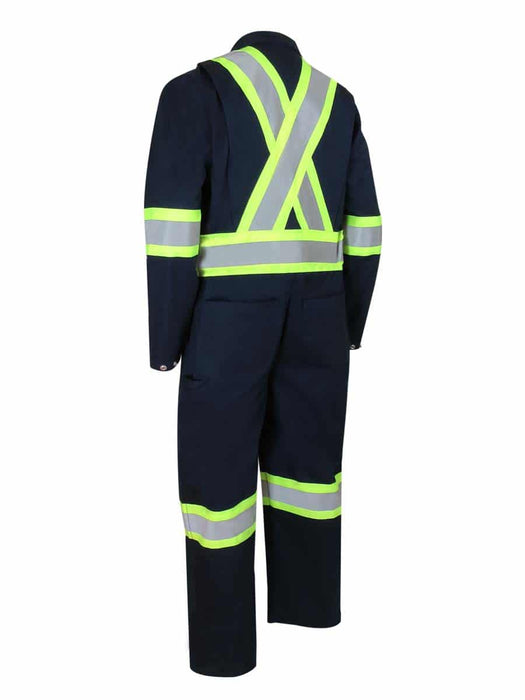 Navy Hi-Vis Unlined Coverall with Zipper on Legs by Jackfield - Style 70-305R4