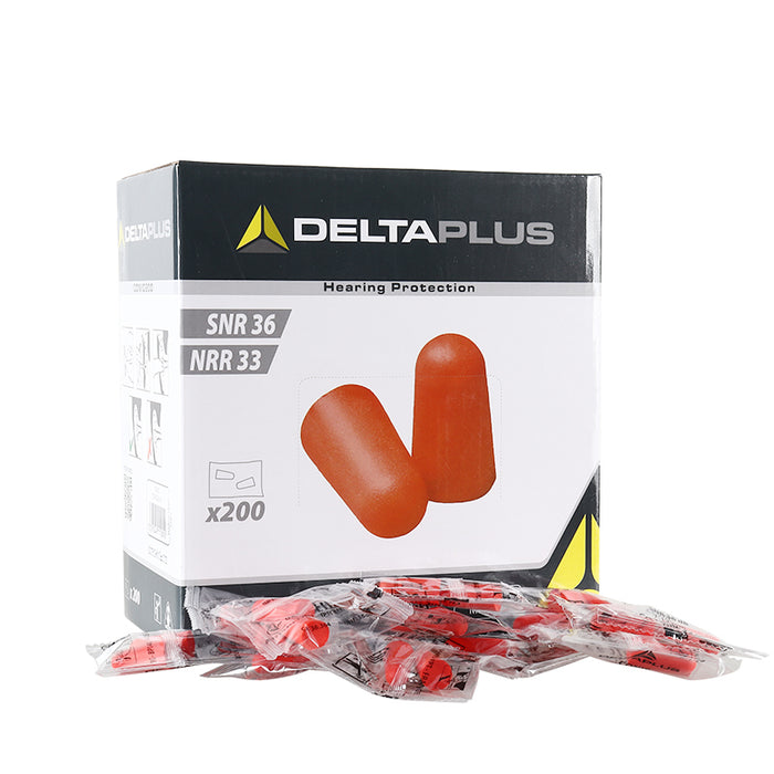 Uncorded Conic Earplugs by Delta Plus - 200 pairs per Box