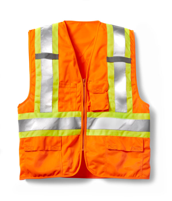 Rasco Hi-Vis Zip Front Safety Vest - Style HV005 - Orange
