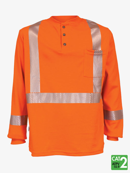 Westex UltraSoft® 6 oz Henley Segmented Striped Long Sleeve T-Shirt by IFR Workwear– Style USO662