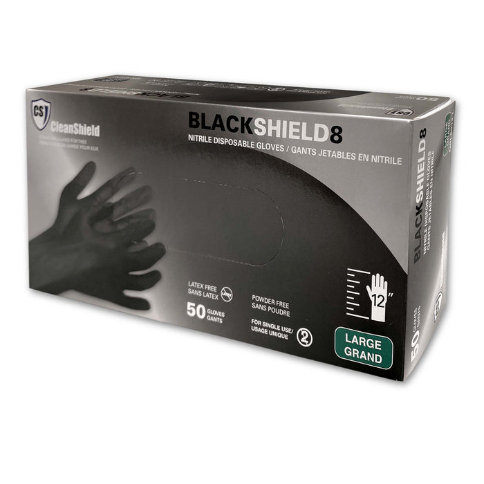 Black Shield 8 Nitrile Disposable Gloves - Style NBL8012 - 8 Mil, 12"