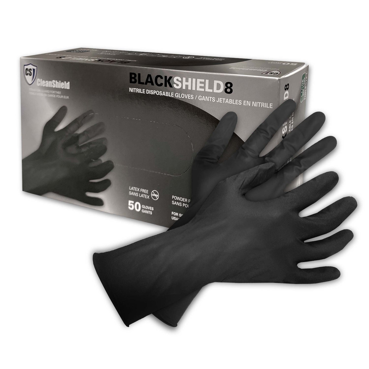 Black Shield Nitrile Disposable Gloves Style NBL8012 Mil