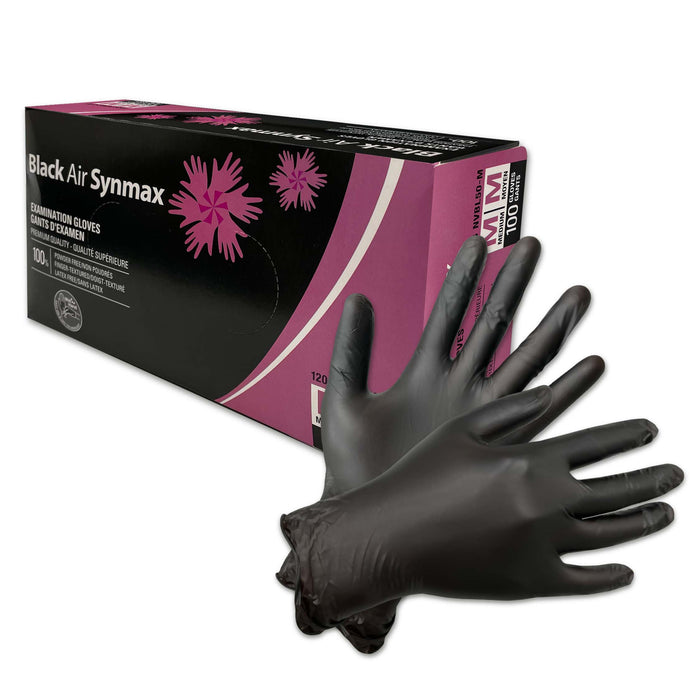 Black Air Synmax Synthetic Examination Gloves - Style NVBL50 - 5 Mil