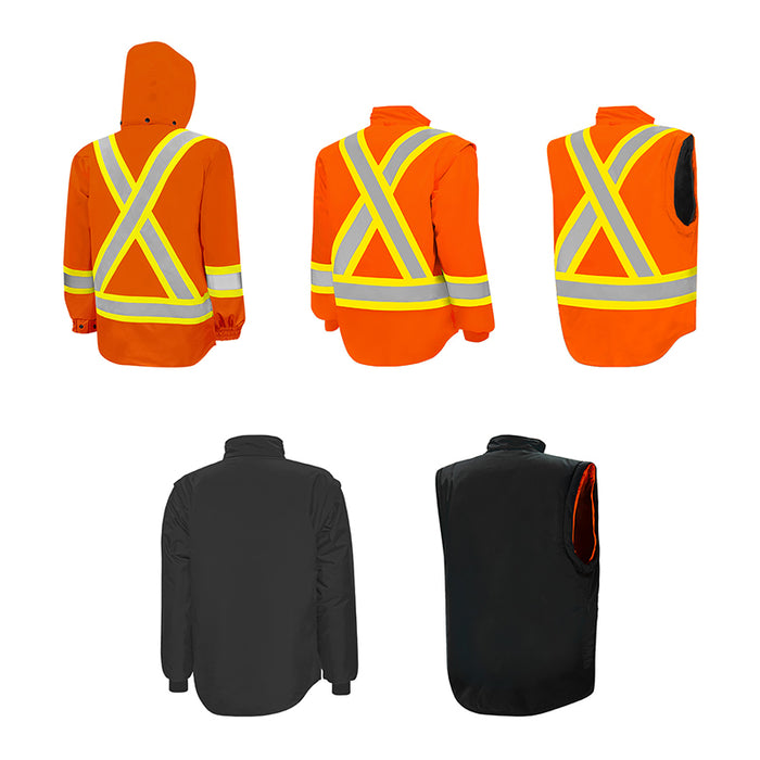 Hi-Vis 6-In-1 Winter Traffic Parka by Ground Force- Style TP6