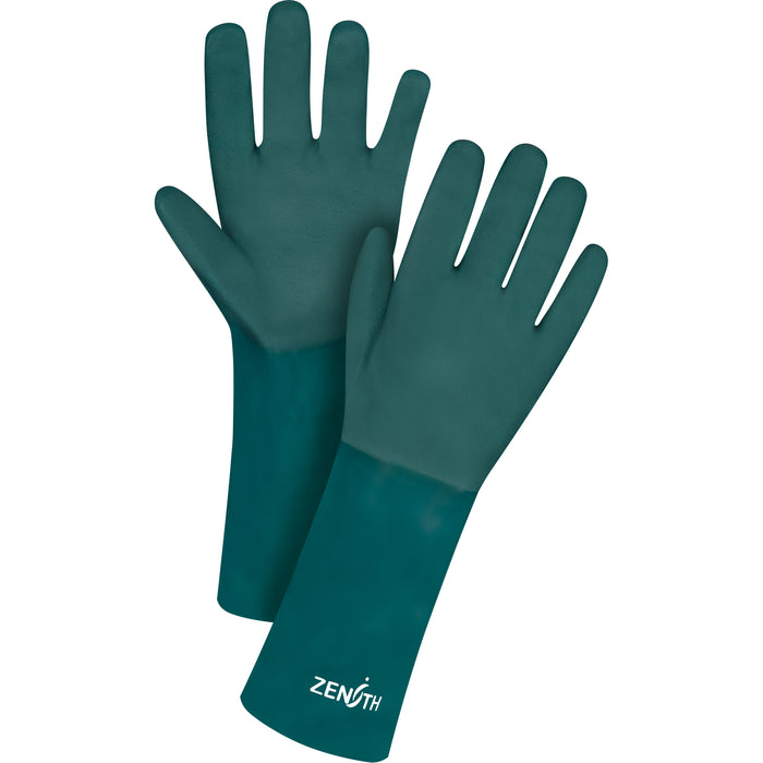 Double Dipped Green PVC Gloves - 14" Length